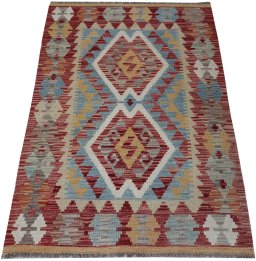 Full view of New Modern Design rug from Pakistan, 120 × 83 cm in Multi Color tones