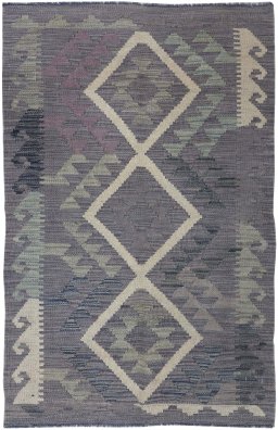 Full view of New Modern Design rug from Pakistan, 134 × 74 cm in Multi Color tones