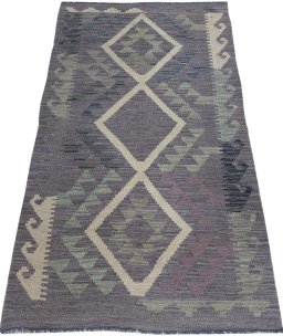 Full view of New Modern Design rug from Pakistan, 134 × 74 cm in Multi Color tones