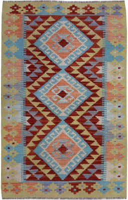 Full view of New Modern Design rug from Pakistan, 126 × 78 cm in Multi Color tones