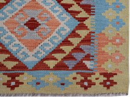 Close-up detail of New Modern Design rug from Pakistan showing Wool weave
