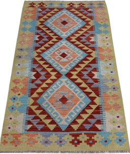 Full view of New Modern Design rug from Pakistan, 126 × 78 cm in Multi Color tones