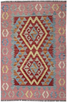 Full view of New Modern Design rug from Pakistan, 112 × 80 cm in Multi Color tones