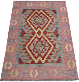 Full view of New Modern Design rug from Pakistan, 112 × 80 cm in Multi Color tones