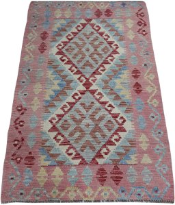Full view of New Modern Design rug from Pakistan, 125 × 78 cm in Multi Color tones