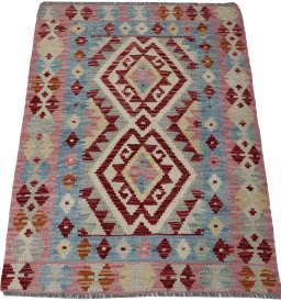 Full view of New Modern Design rug from Pakistan, 110 × 85 cm in Multi Color tones