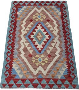 Full view of New Modern Design rug from Pakistan, 118 × 84 cm in Multi Color tones