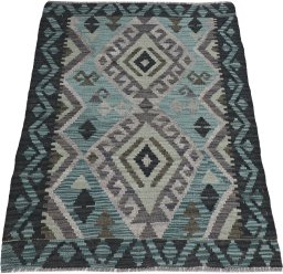 Full view of New Modern Design rug from Pakistan, 113 × 83 cm in Multi Color tones