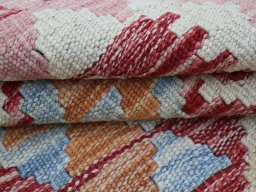 Close-up detail of New Modern Design rug from Pakistan showing Wool weave