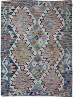 Full view of New Modern Design rug from Pakistan, 115 × 86 cm in Multi Color tones