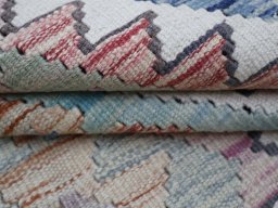 Close-up detail of New Modern Design rug from Pakistan showing Wool weave