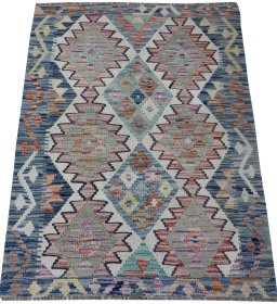 Full view of New Modern Design rug from Pakistan, 115 × 86 cm in Multi Color tones