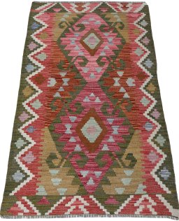 Full view of New Modern Design rug from Pakistan, 131 × 76 cm in Multi Color tones