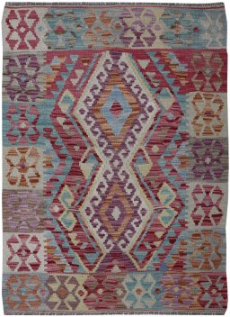 Full view of New Modern Design rug from Pakistan, 103 × 82 cm in Multi Color tones