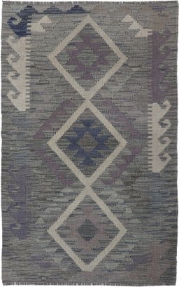 Full view of New Modern Design rug from Pakistan, 129 × 78 cm in Multi Color tones