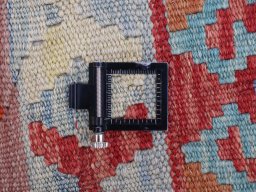Corner detail of New Modern Design rug showing border pattern and Wool pile