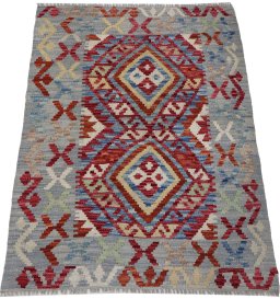 Full view of New Modern Design rug from Pakistan, 107 × 78 cm in Multi Color tones