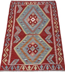 Full view of New Modern Design rug from Pakistan, 111 × 81 cm in Multi Color tones