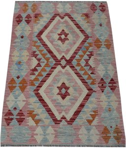 Full view of New Modern Design rug from Pakistan, 112 × 82 cm in Multi Color tones
