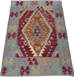 Full view of New Modern Design rug from Pakistan, 115 × 85 cm in Multi Color tones