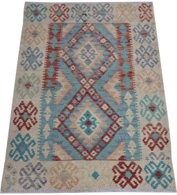Full view of New Modern Design rug from Pakistan, 121 × 87 cm in Multi Color tones