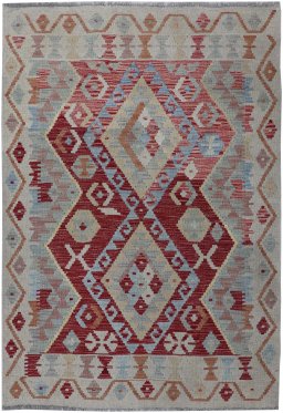 Full view of New Modern Design rug from Pakistan, 141 × 97 cm in Multi Color tones