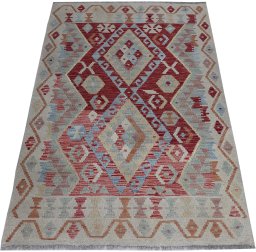 Full view of New Modern Design rug from Pakistan, 141 × 97 cm in Multi Color tones
