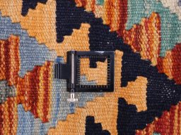 Corner detail of New Modern Design rug showing border pattern and Wool pile