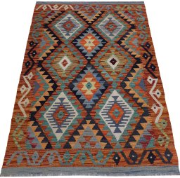 Full view of New Modern Design rug from Pakistan, 149 × 104 cm in Multi Color tones