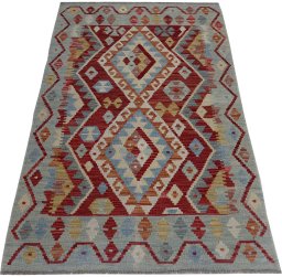 Full view of New Modern Design rug from Pakistan, 145 × 96 cm in Multi Color tones