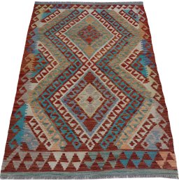 Full view of New Modern Design rug from Pakistan, 142 × 100 cm in Multi Color tones