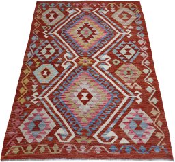 Full view of New Modern Design rug from Pakistan, 149 × 103 cm in Multi Color tones
