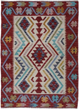 Full view of New Modern Design rug from Pakistan, 147 × 99 cm in Multi Color tones