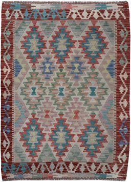 Full view of New Modern Design rug from Pakistan, 147 × 101 cm in Multi Color tones