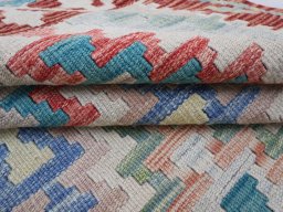 Close-up detail of New Modern Design rug from Pakistan showing Wool weave