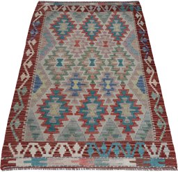 Full view of New Modern Design rug from Pakistan, 147 × 101 cm in Multi Color tones