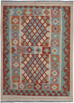 Full view of New Modern Design rug from Pakistan, 135 × 91 cm in Multi Color tones