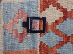 Corner detail of New Modern Design rug showing border pattern and Wool pile