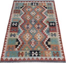 Full view of New Modern Design rug from Pakistan, 147 × 109 cm in Multi Color tones