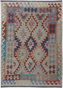 Full view of New Modern Design rug from Pakistan, 152 × 103 cm in Multi Color tones