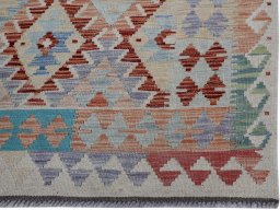 Close-up detail of New Modern Design rug from Pakistan showing Wool weave