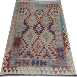 Full view of New Modern Design rug from Pakistan, 152 × 103 cm in Multi Color tones