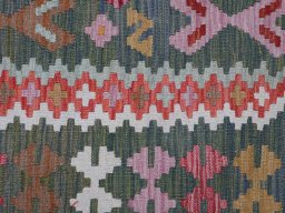Backside of handmade New Modern Design rug showing knot structure and weave density