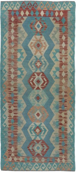 Full view of New Modern Design rug from Pakistan, 194 × 84 cm in Multi Color tones