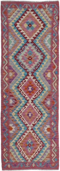 Full view of New Modern Design rug from Pakistan, 228 × 79 cm in Multi Color tones