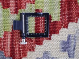 Corner detail of New Modern Design rug showing border pattern and Wool pile