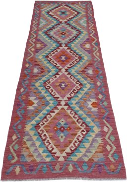 Full view of New Modern Design rug from Pakistan, 228 × 79 cm in Multi Color tones