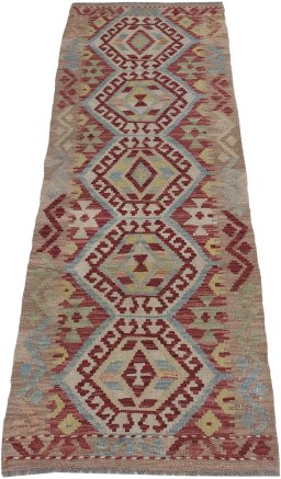 Full view of New Modern Design rug from Pakistan, 186 × 66 cm in Multi Color tones
