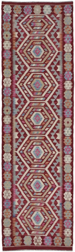 Full view of New Modern Design rug from Pakistan, 285 × 81 cm in Multi Color tones