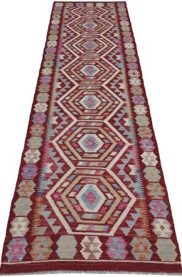 Full view of New Modern Design rug from Pakistan, 285 × 81 cm in Multi Color tones